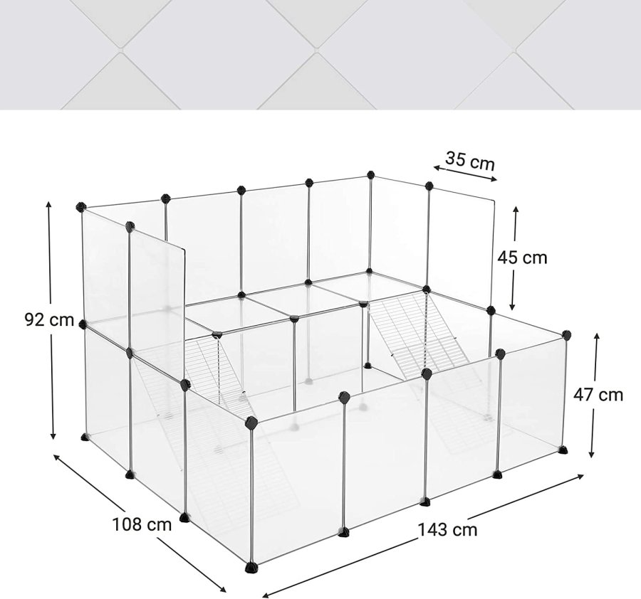 SONGMICS LPC004W01 DIY marsvinebur, til sm� k�ledyr - hvid ABS, PP og metal LPC004W01