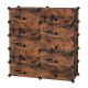 SONGMICS sammenl�sende skohylde, rektangul�r opbevaringsorganisator, modul�r g�r-det-selv-opbevaringshylde med 10 pladser, 40 x 30 x 17 cm til hver plads, plastikgarderobe med d�re, rustik brun LPC010A01