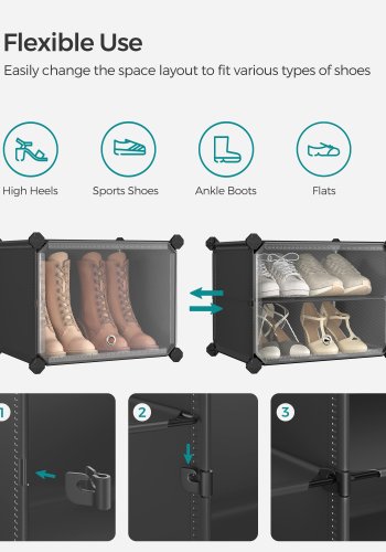 SONGMICS skohylde, 10-etagers skoskab til skab og entr&eacute;, plads til 40 par, justerbar, bl�ksort og transparent ULPC035B01