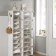 SONGMICS sammenl�sende skoreol, plastik skoskab, modul�r opbevaringsenhed med 10 pladser, 30 x 40 x 30 cm til hver plads, med d�re, st�lramme, plastpaneler, hvid LPC035W01