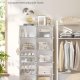 SONGMICS sammenl�sende skoreol, plastik skoskab, modul�r opbevaringsenhed med 10 pladser, 30 x 40 x 30 cm til hver plads, med d�re, st�lramme, plastpaneler, hvid LPC035W01