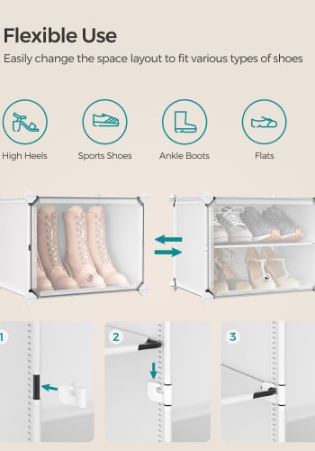 SONGMICS skoskab, 12-etagers skoskab til skab og entr&eacute;, plads til 48 par, justerbar, Cloud White og transparent ULPC040W01