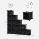 SONGMICS LPC44BK 15-kuber reol, rumdeler, stabelbar - sort polypropylen og st�l