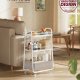 VASAGLE LILEA Kollektion - Opbevaringsvogn med stofkurv, 3-lags rullevogn p� hjul, med hylder, til stue, sovev�relse, k�kken, Cloud White og Camel Brown LRC001WB01