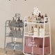 VASAGLE LILEA Kollektion - Opbevaringsvogn med stofkurv, 3-lags rullevogn p� hjul, med hylder, til stue, sovev�relse, k�kken, Cloud White og Camel Brown LRC001WB01
