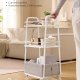 VASAGLE LILEA Kollektion - Opbevaringsvogn med stofkurv, 3-lags rullevogn p� hjul, med hylder, til stue, sovev�relse, k�kken, Cloud White og Camel Brown LRC001WB01