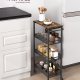 VASAGLE 4-etagers vogn, pladsbesparende k�kkenvogn med hjul, 22 cm dyb, st�lramme, h�ndtag, vogn til sm� rum, k�kken badev�relse stue atelier, rustik brun og sort LRC033B01