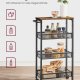 VASAGLE 4-etagers vogn, pladsbesparende k�kkenvogn med hjul, 22 cm dyb, st�lramme, h�ndtag, vogn til sm� rum, k�kken badev�relse stue atelier, rustik brun og sort LRC033B01