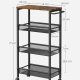 VASAGLE 4-etagers vogn, pladsbesparende k�kkenvogn med hjul, 22 cm dyb, st�lramme, h�ndtag, vogn til sm� rum, k�kken badev�relse stue atelier, rustik brun og sort LRC033B01