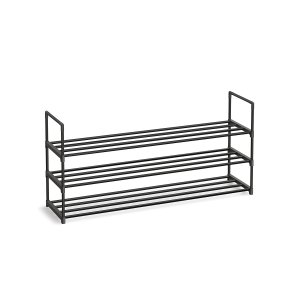 SONGMICS 3-lags skoreol, skoopbevaringsorganisator, metalopbevaringsreol, plads til 15 til 18 par sko, stabelbar skohylde, til entr&eacute;, stue, sovev�relse, 116 x 30 x 55 cm, sort LSA033B01