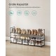SONGMICS 3-lags skoreol, skoopbevaringsorganisator, metalopbevaringsreol, plads til 15 til 18 par sko, stabelbar skohylde, til entr&eacute;, stue, sovev�relse, 116 x 30 x 55 cm, sort LSA033B01