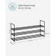 SONGMICS 3-lags skoreol, skoopbevaringsorganisator, metalopbevaringsreol, plads til 15 til 18 par sko, stabelbar skohylde, til entr&eacute;, stue, sovev�relse, 116 x 30 x 55 cm, sort LSA033B01