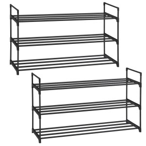 3-lags skohylde, s�t med 2 skohylder, til 12-15 par sko pr. enhed, stabelbar, 30 x 92 x 54 cm
