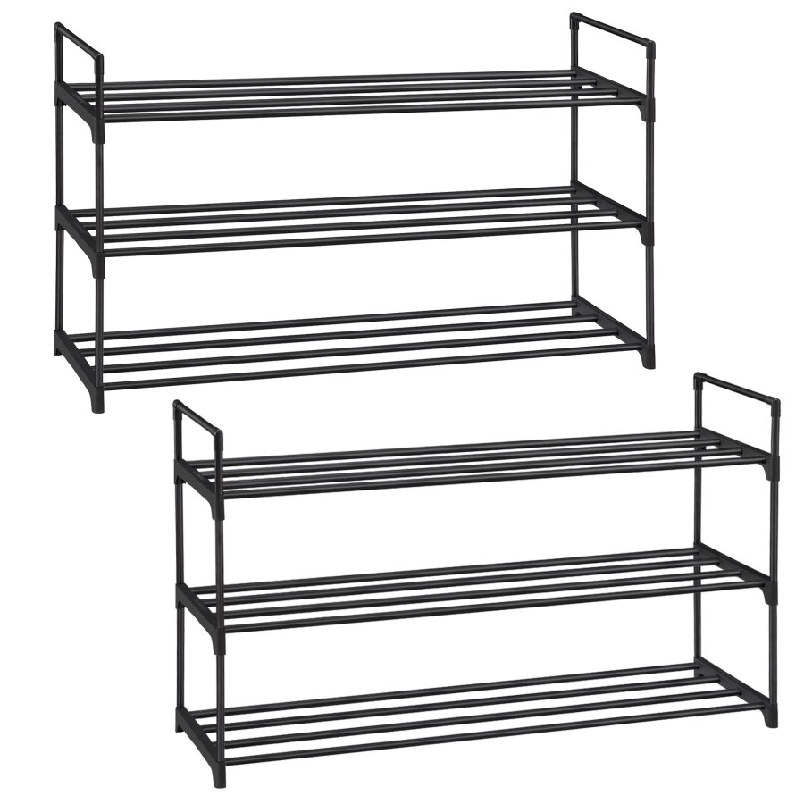 3-lags skohylde, s�t med 2 skohylder, til 12-15 par sko pr. enhed, stabelbar, 30 x 92 x 54 cm