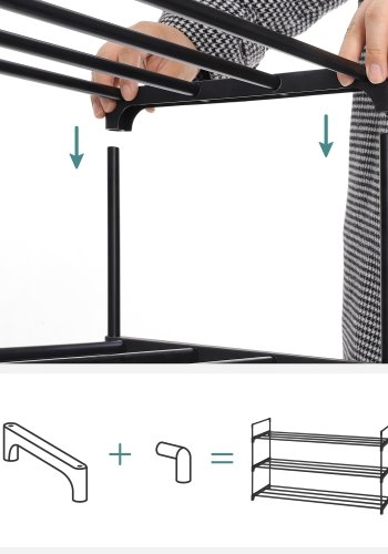 3-lags skohylde, s�t med 2 skohylder, til 12-15 par sko pr. enhed, stabelbar, 30 x 92 x 54 cm
