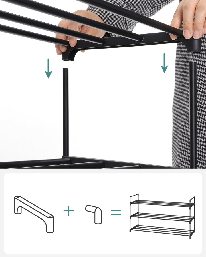 3-lags skohylde, s�t med 2 skohylder, til 12-15 par sko pr. enhed, stabelbar, 30 x 92 x 54 cm