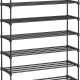 SONGMICS LSA10BK 10-v�nings skohylla h&ouml;g skohylla smal skohylla f&ouml;rvaring metall platsbesparande omkl&auml;dningsrum entr&eacute; 30 x 94 x 206 cm svart