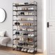 SONGMICS LSA10BK 10-v�nings skohylla h&ouml;g skohylla smal skohylla f&ouml;rvaring metall platsbesparande omkl&auml;dningsrum entr&eacute; 30 x 94 x 206 cm svart