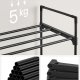 SONGMICS Schuhregal, mit 3 Ablagen, stapelbar, für 12 bis 15 Paar Schuhe – schwarzes Metall