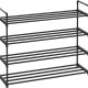 SONGMICS Skoreol, 4-lags skoorganisator, metal skoopbevaringsreol til 20 par sko, nem montering, indgang, sort LSA14BK