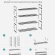 SONGMICS Skoreol, 4-lags skoorganisator, metal skoopbevaringsreol til 20 par sko, nem montering, indgang, sort LSA14BK