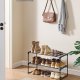 SONGMICS Skoreol 2-lags skoreol i metal, skoopbevaring, skoorganisator, oprejst eller omvendt, til 6-9 par sko, stabelbar, entr&eacute;, 30 x 68 x 33,8 cm, sort LSA202B01