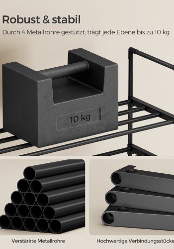 SONGMICS Skoreol 2-lags skoreol i metal, skoopbevaring, skoorganisator, oprejst eller omvendt, til 6-9 par sko, stabelbar, entr&eacute;, 30 x 68 x 33,8 cm, sort LSA202B01