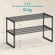 SONGMICS Skoreol 2-lags skoreol i metal, skoopbevaring, skoorganisator, oprejst eller omvendt, til 6-9 par sko, stabelbar, entr&eacute;, 30 x 68 x 33,8 cm, sort LSA202B01