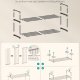 SONGMICS Skoreol 2-lags skoreol i metal, skoopbevaring, skoorganisator, oprejst eller omvendt, til 6-9 par sko, stabelbar, entr&eacute;, 30 x 68 x 33,8 cm, sort LSA202B01