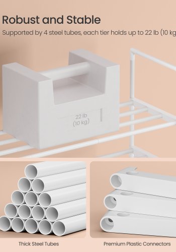 SONGMICS 3-lags skoreol, skoopbevaringsorganisator, metalopbevaringsreol, oprejst eller omvendt, passer til 16 til 20 par, stabelbar, til entr&eacute;, 30 x 92 x 55 cm, perlehvid LSA303W03