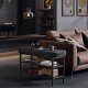 VASAGLE EKHO LSB054B01 b�nk med skoreol, m. 2 hylder - bl�ksort kunstl�der og sort st�l (80x30)