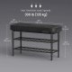 VASAGLE EKHO LSB054B01 b�nk med skoreol, m. 2 hylder - bl�ksort kunstl�der og sort st�l (80x30)