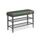VASAGLE EKHO LSB054C01 b�nk med skoreol, m. 2 hylder - skovgr�n kunstl�der og st�l (80x30)