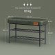 VASAGLE EKHO LSB054C01 b�nk med skoreol, m. 2 hylder - skovgr�n kunstl�der og st�l (80x30)