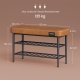 VASAGLE EKHO LSB054K01 b�nk, m. 2 skohylder - karamel kunstl�der og st�l (80x30)