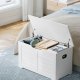 VASAGLE LSB063T14 Opbevaringskasse, Skob�nk, M�bler til Entre med 2 Sikkerhedsh�ngsler, Moderne Stil, 40 x 80 x 46 cm, Til Entre, Sovev�relse, Stue, Hvid