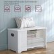 VASAGLE LSB063T14 Opbevaringskasse, Skob�nk, M�bler til Entre med 2 Sikkerhedsh�ngsler, Moderne Stil, 40 x 80 x 46 cm, Til Entre, Sovev�relse, Stue, Hvid