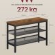 VASAGLE 3-lags skoreol, hylder i &eacute;t stykke, skoopbevaringsorganisator med h�vede kanter, industriel stil, nem montering, 28 x 75 x 50 cm, rustik brun og matsort LSB070KD02