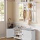 VASAGLE Skob�nk, V�gskab, Knager�kke med Spejl, 10 Dobbeltkroge, Skoreol med Justerbare Hylder, Dobbeltd�re, Bredde 101 cm, Cloud White LSC011W01
