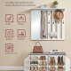 VASAGLE Skob�nk, V�gskab, Knager�kke med Spejl, 10 Dobbeltkroge, Skoreol med Justerbare Hylder, Dobbeltd�re, Bredde 101 cm, Cloud White LSC011W01
