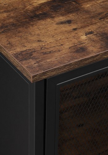 VASAGLE Schrank, mit 4 Türen und 1 Regal – rustikale braune Spanplatte und mattschwarzer Stahl