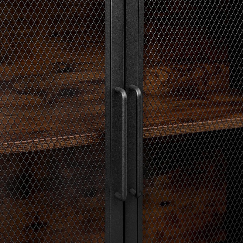 VASAGLE Schrank, mit 4 Türen und 1 Regal – rustikale braune Spanplatte und mattschwarzer Stahl