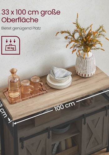 VASAGLE Spisebordssk�nk, K�kkenskab, Opbevaringsskab, 108,5x43,5x20 cm, LSC092B50