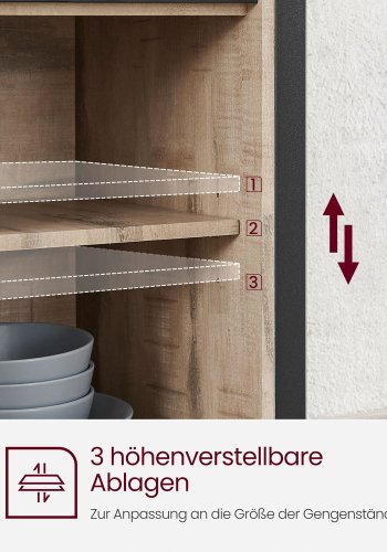 VASAGLE Spisebordssk�nk, K�kkenskab, Opbevaringsskab, 108,5x43,5x20 cm, LSC092B50