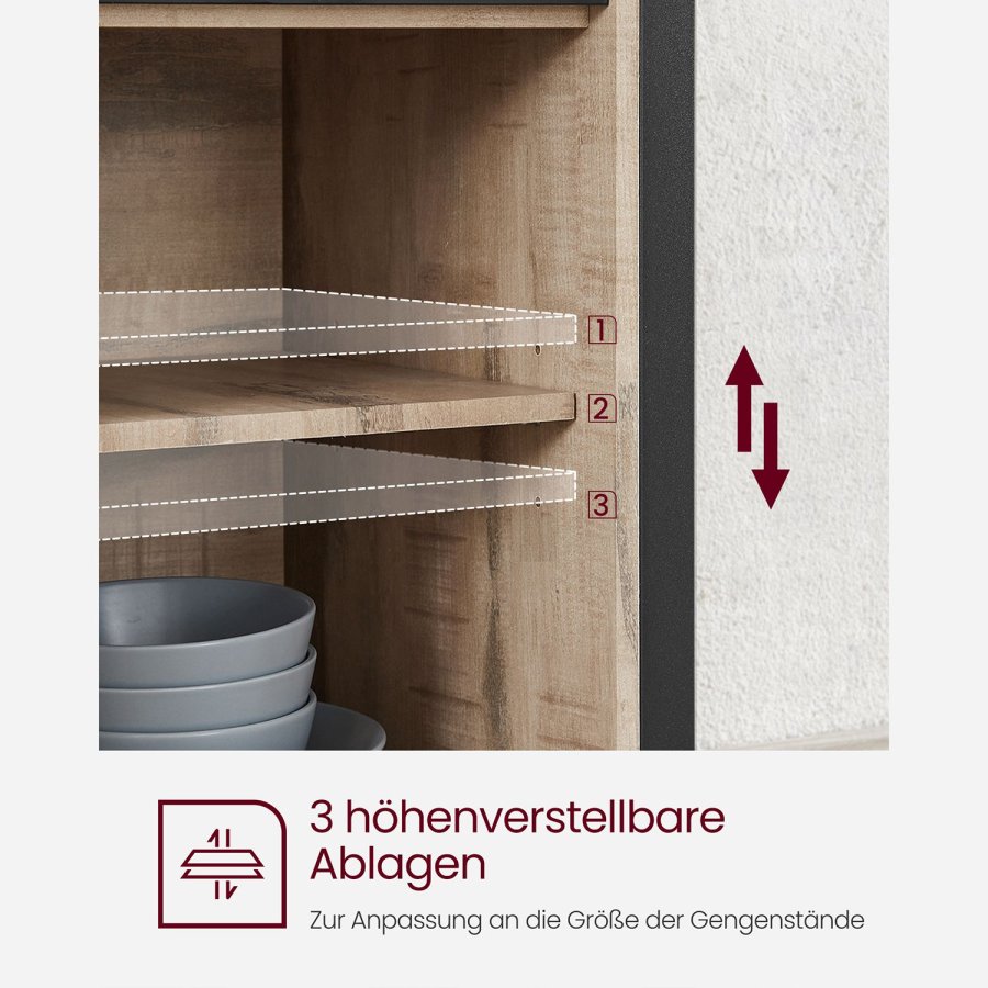 VASAGLE Spisebordssk�nk, K�kkenskab, Opbevaringsskab, 108,5x43,5x20 cm, LSC092B50