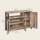 VASAGLE Opbevaringsskab, sk�nk, buffetbord med 3 d�re, til spisestue, stue, k�kken, 33 x 110 x 75 cm, industriel stil, kamelbrun og bl�ksort LSC096B50