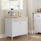 Gulvst�ende opbevaringsskab med d�r, justerbar hylde, pladsbesparende sk�nk, hvid