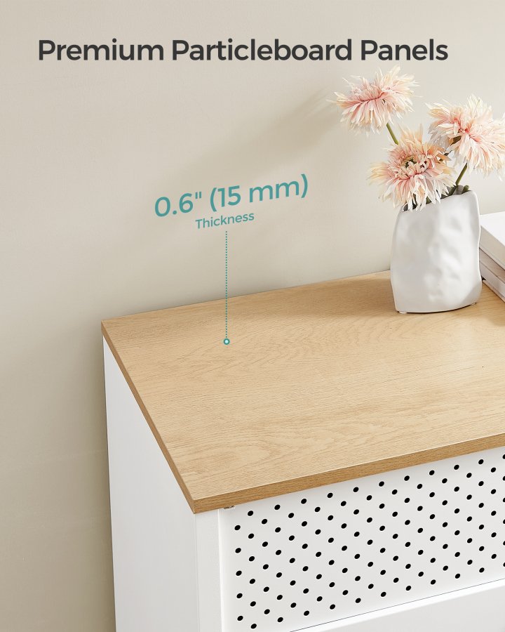 Gulvst�ende opbevaringsskab med d�r, justerbar hylde, pladsbesparende sk�nk, hvid
