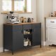 SONGMICS Opbevaringsskab, Metalskab, Sk�nk med 2 D�re, Magnetisk Lukning, Justerbare Hylder, St�lramme, Rustik Brun og Mat Sort ULSC204B01