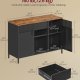 SONGMICS Opbevaringsskab, Metalskab, Sk�nk med 2 D�re, Magnetisk Lukning, Justerbare Hylder, St�lramme, Rustik Brun og Mat Sort ULSC204B01